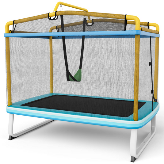 Goplus 3 in 1 6FT Kids Trampoline with Swing and Horizontal Bar