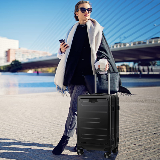 Hardside luggage with front top pocket