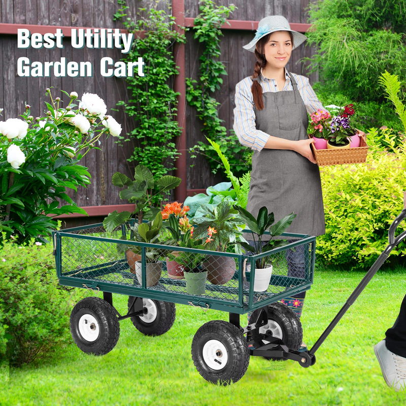 Load image into Gallery viewer, Goplus Steel Garden Cart, Outdoor Utility Wagon with Removable Sides, Heavy Duty 440LBS Capacity - GoplusUS

