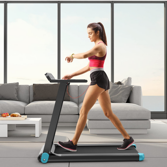 Goplus Folding Treadmill Compact Superfit Treadmill with APP Control Blue Tooth Speaker
