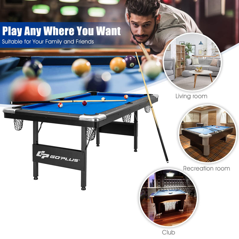 Load image into Gallery viewer, 6 FT Folding Pool Table, 76 Inch Portable Billiard Tables for Adults, Full Accessory Kit - GoplusUS
