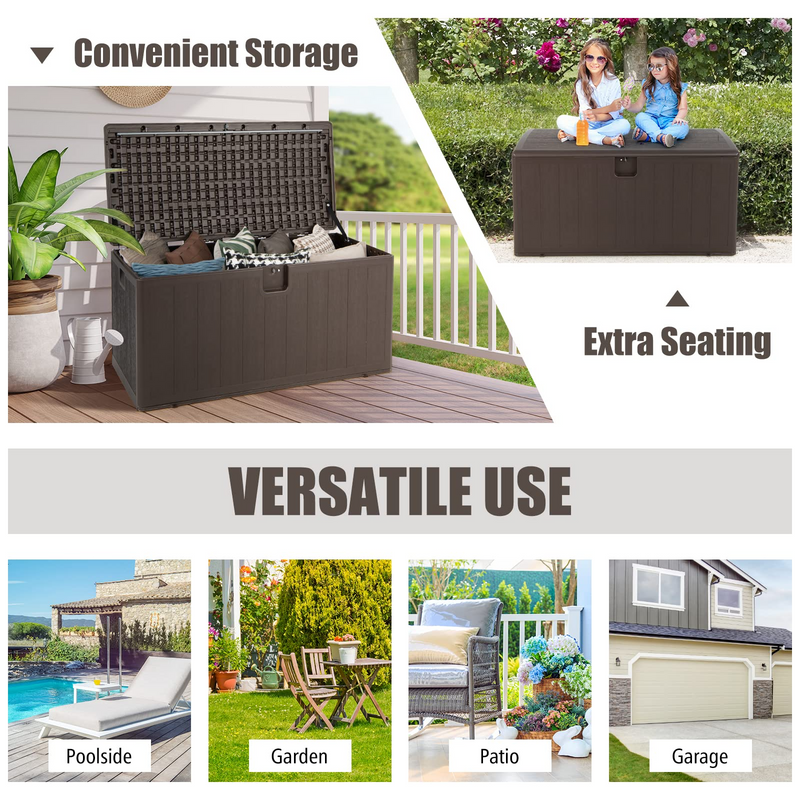 Load image into Gallery viewer, Goplus 105 Gallon Deck Box, Extra Large Resin Storage Box with Lockable Lid for Cushions &amp; Patio Furniture - GoplusUS
