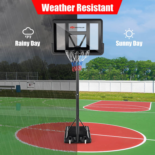 Goplus Portable Basketball Hoop Outdoor, 4.5FT-10FT Height Adjustable Basketball Goal System - GoplusUS