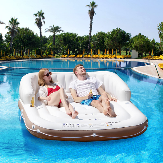 Goplus Inflatable Pool Float with Canopy, 71