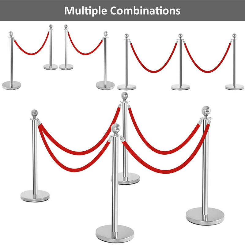 Load image into Gallery viewer, Goplus 6Pcs Stanchion Set, Round Top Polished Stainless Stanchions Posts Queue Pole - GoplusUS
