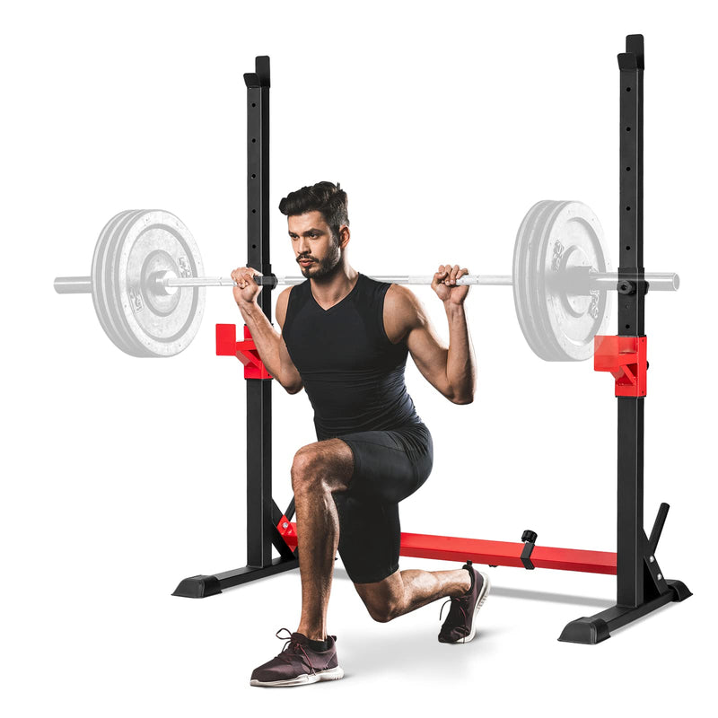 Load image into Gallery viewer, Adjustable Barbell Rack Stand, Multi-function Squat Rack Dip Station w/ Weight Plates Storage - GoplusUS
