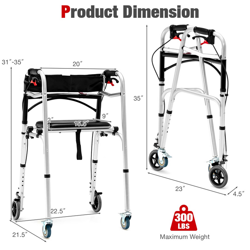 Load image into Gallery viewer, 2-Button Folding Walkers for Seniors, 4-in-1 Folding Walker - Goplus
