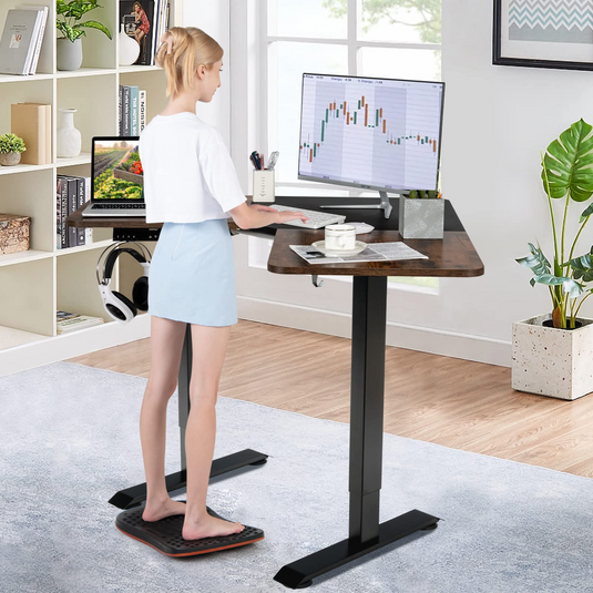 Goplus Standing Desk Wooden Balance Board, 360 Rotation Anti Fatigue Mat Wobble Board with 138 Massage Points & Anti-Slip Base - GoplusUS