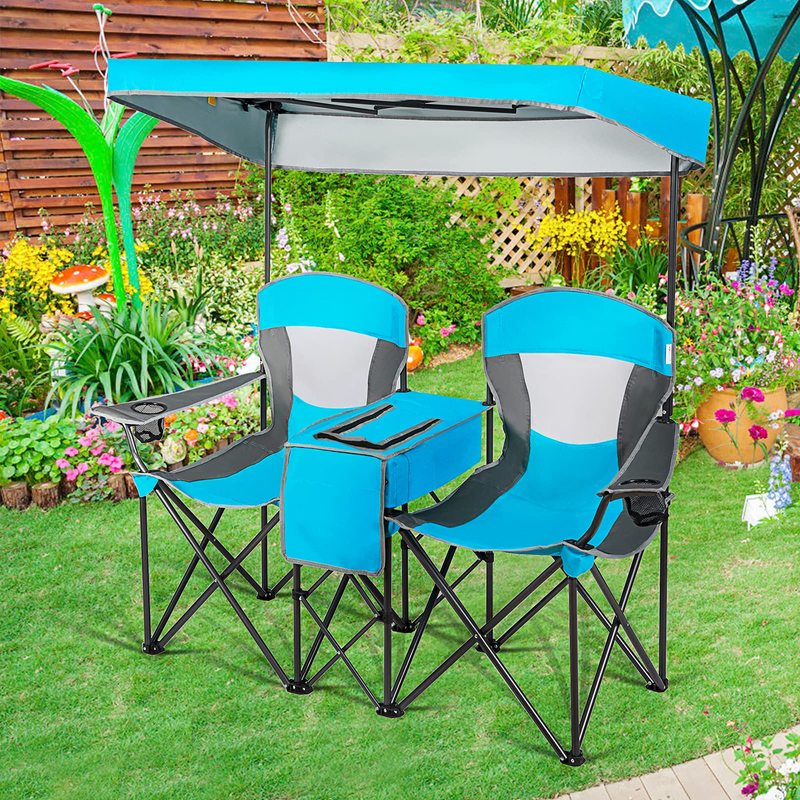 Load image into Gallery viewer, Goplus Double Camping Seat w/Shade Canopy - GoplusUS
