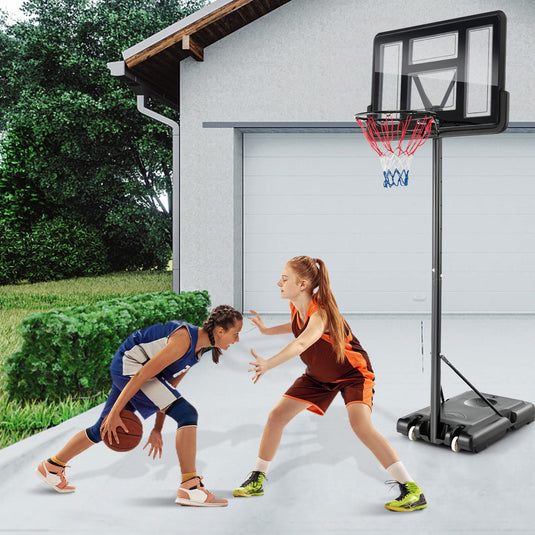 Goplus Portable Basketball Hoop Outdoor, 4.25-10FT 12-Level Height Adjustable Basketball Goal System - GoplusUS