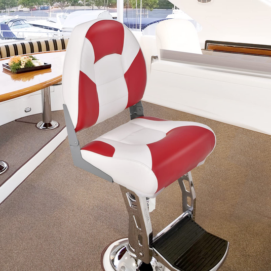 Goplus Low Back Boat Seat, Folding Fishing Seat with Thickened High-Density Sponge Padding, 1 / Blue