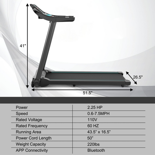 Goplus 2.25HP Folding Treadmill, Portable Electric Superfit Treadmill W/APP Control - GoplusUS