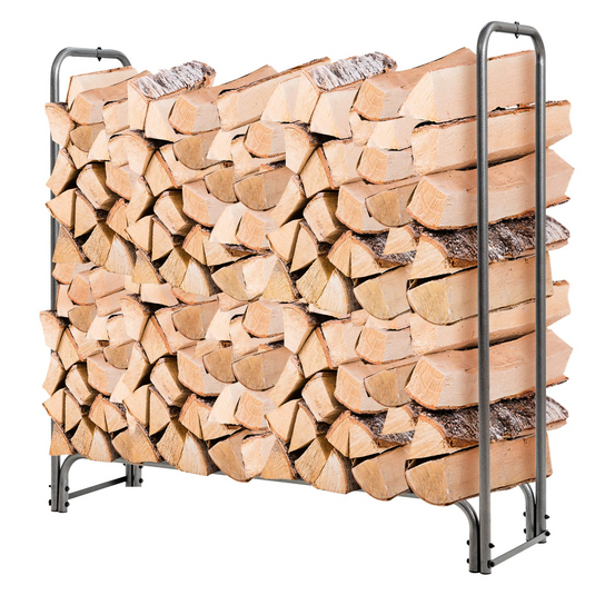 Goplus 4FT Firewood Rack Outdoor with Cover, Heavy Duty Firewood Log Holder - GoplusUS