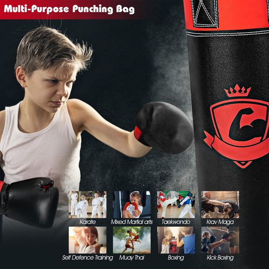 Goplus Punching Bag Set for Kids , Filled Boxing Heavy Bag with Punching Gloves & Hand Wraps - GoplusUS