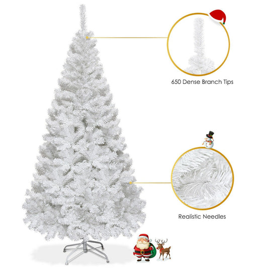 White Christmas Tree with Solid Metal Legs Perfect for Holiday Indoor and Outdoor Decoration