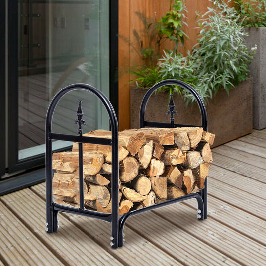 Firewood Log Rack Indoor Outdoor Fireplace Storage Holder (2 Feet) - GoplusUS