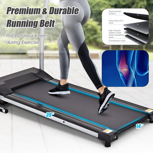 Folding Treadmill, Electric Running Machine with LED Display and Mobile Phone Holder - GoplusUS