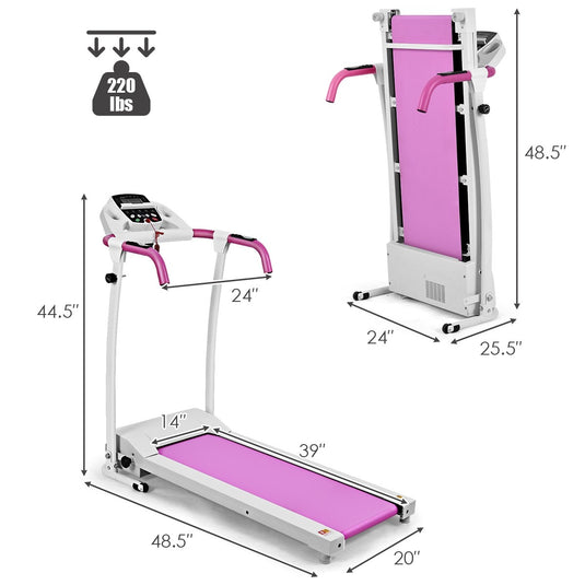Folding Treadmill, Electric Running Machine with LED Display and Mobile Phone Holder - GoplusUS